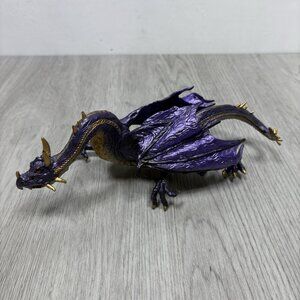 2008 Safari Ltd Midnight Moon Dragon Purple and Gold Mythical Fantasy Toy Figure